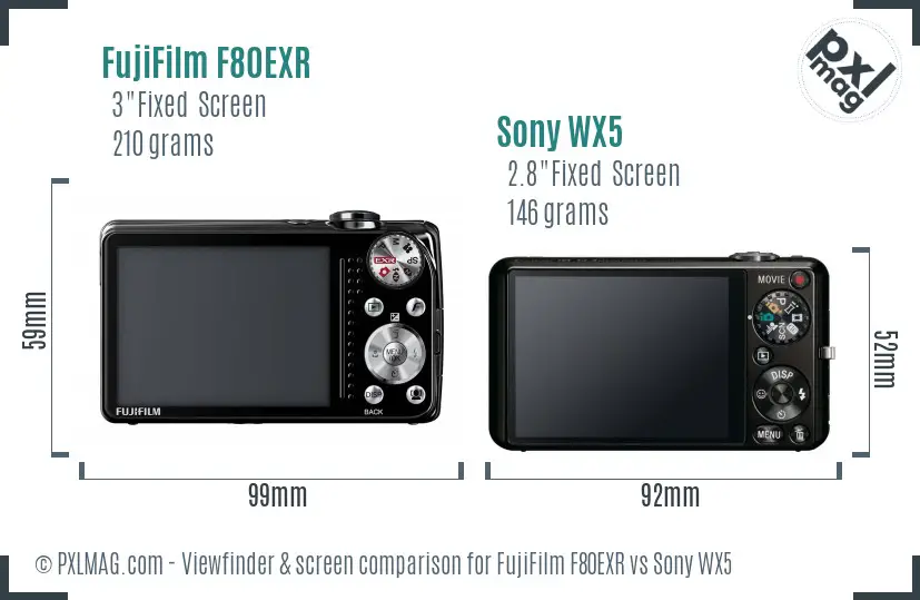 FujiFilm F80EXR vs Sony WX5 Screen and Viewfinder comparison FujiFilm F80EXR vs Sony WX5 Screen and Viewfinder comparison