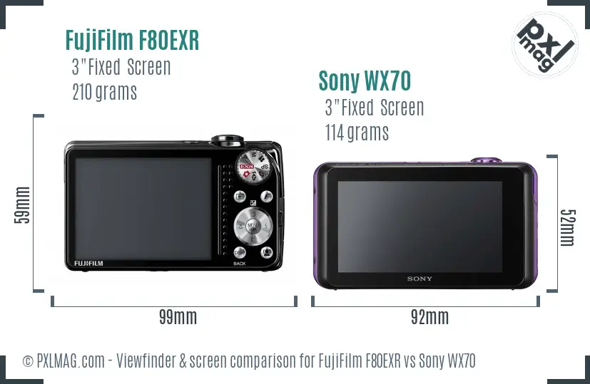 FujiFilm F80EXR vs Sony WX70 Screen and Viewfinder comparison FujiFilm F80EXR vs Sony WX70 Screen and Viewfinder comparison