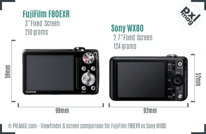 FujiFilm F80EXR vs Sony WX80 Screen and Viewfinder comparison FujiFilm F80EXR vs Sony WX80 Screen and Viewfinder comparison