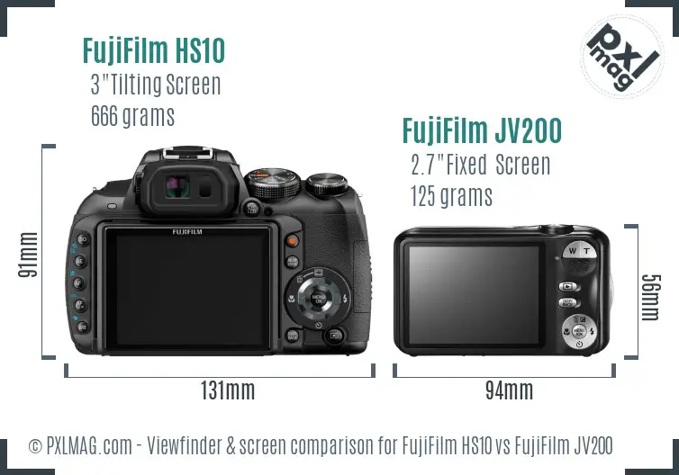 FujiFilm HS10 vs FujiFilm JV200 Screen and Viewfinder comparison