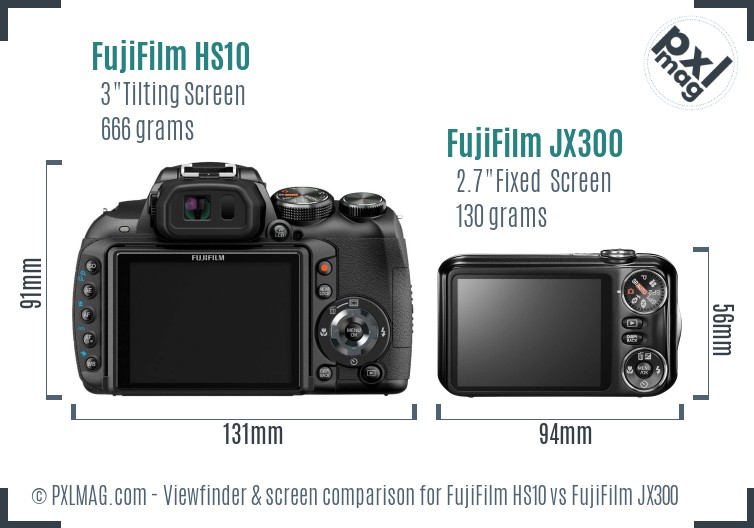 FujiFilm HS10 vs FujiFilm JX300 Screen and Viewfinder comparison