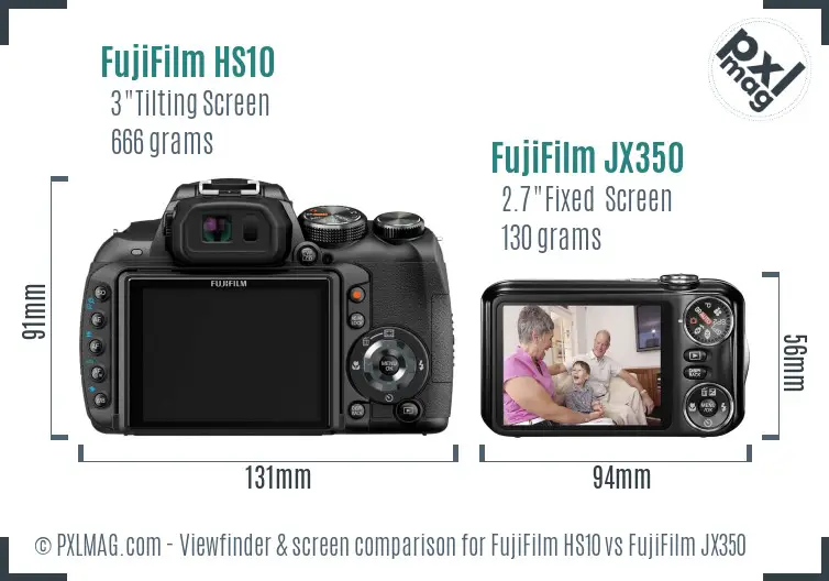FujiFilm HS10 vs FujiFilm JX350 Screen and Viewfinder comparison FujiFilm HS10 vs FujiFilm JX350 Screen and Viewfinder comparison