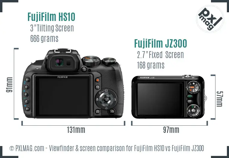 FujiFilm HS10 vs FujiFilm JZ300 Screen and Viewfinder comparison