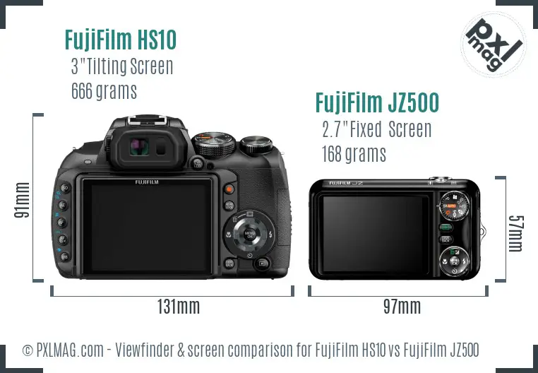 FujiFilm HS10 vs FujiFilm JZ500 Screen and Viewfinder comparison FujiFilm HS10 vs FujiFilm JZ500 Screen and Viewfinder comparison