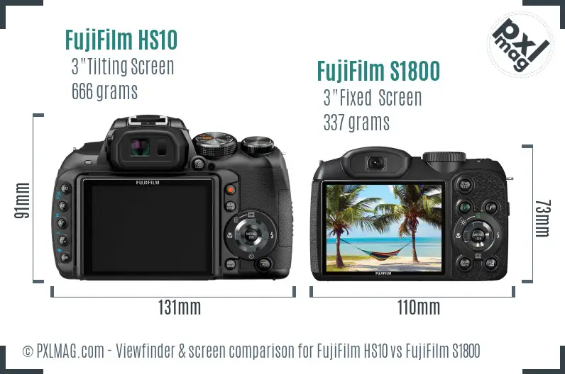 FujiFilm HS10 vs FujiFilm S1800 Screen and Viewfinder comparison FujiFilm HS10 vs FujiFilm S1800 Screen and Viewfinder comparison