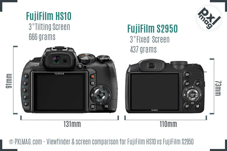 FujiFilm HS10 vs FujiFilm S2950 Screen and Viewfinder comparison FujiFilm HS10 vs FujiFilm S2950 Screen and Viewfinder comparison