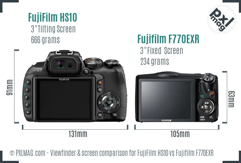 FujiFilm HS10 vs Fujifilm F770EXR Screen and Viewfinder comparison FujiFilm HS10 vs Fujifilm F770EXR Screen and Viewfinder comparison