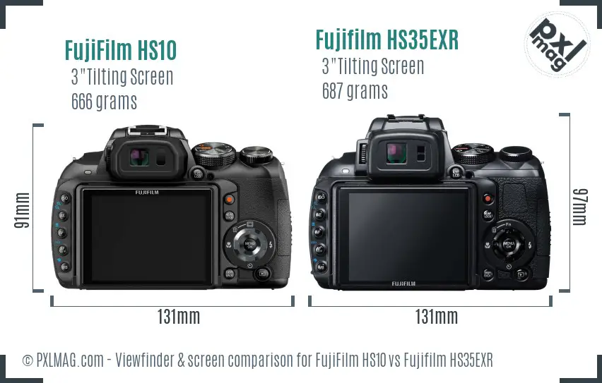 FujiFilm HS10 vs Fujifilm HS35EXR Screen and Viewfinder comparison