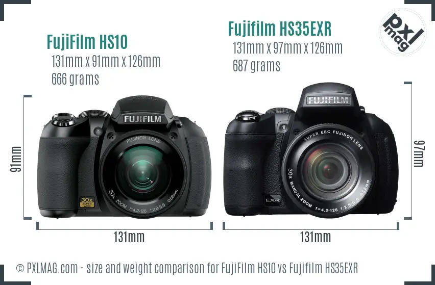 FujiFilm HS10 vs Fujifilm HS35EXR size comparison