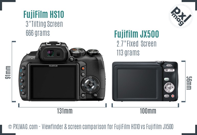FujiFilm HS10 vs Fujifilm JX500 Screen and Viewfinder comparison