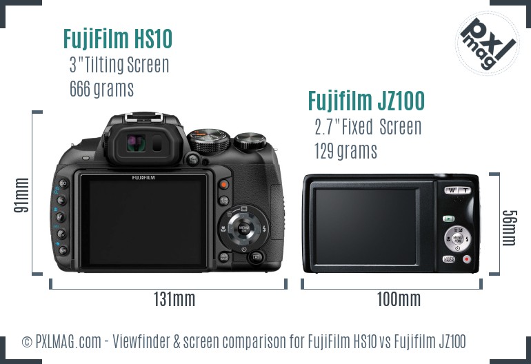 FujiFilm HS10 vs Fujifilm JZ100 Screen and Viewfinder comparison
