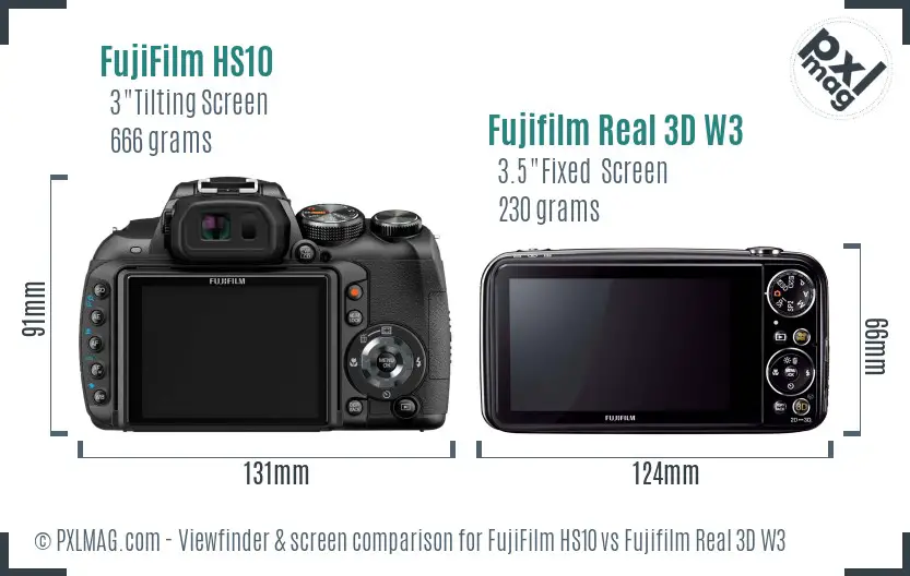 FujiFilm HS10 vs Fujifilm Real 3D W3 Screen and Viewfinder comparison FujiFilm HS10 vs Fujifilm Real 3D W3 Screen and Viewfinder comparison