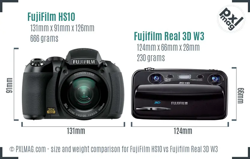 FujiFilm HS10 vs Fujifilm Real 3D W3 size comparison FujiFilm HS10 vs Fujifilm Real 3D W3 size comparison