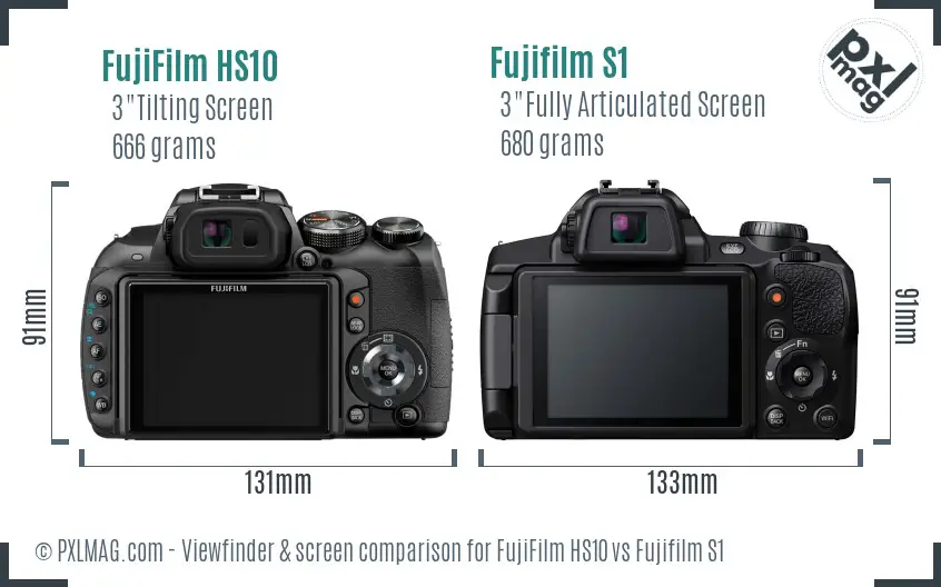 FujiFilm HS10 vs Fujifilm S1 Screen and Viewfinder comparison