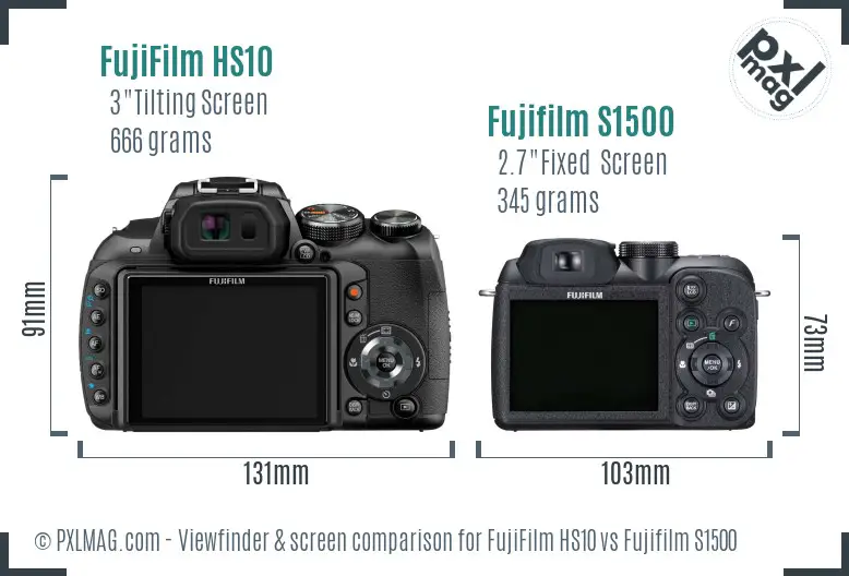 FujiFilm HS10 vs Fujifilm S1500 Screen and Viewfinder comparison