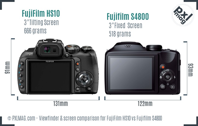 FujiFilm HS10 vs Fujifilm S4800 Screen and Viewfinder comparison
