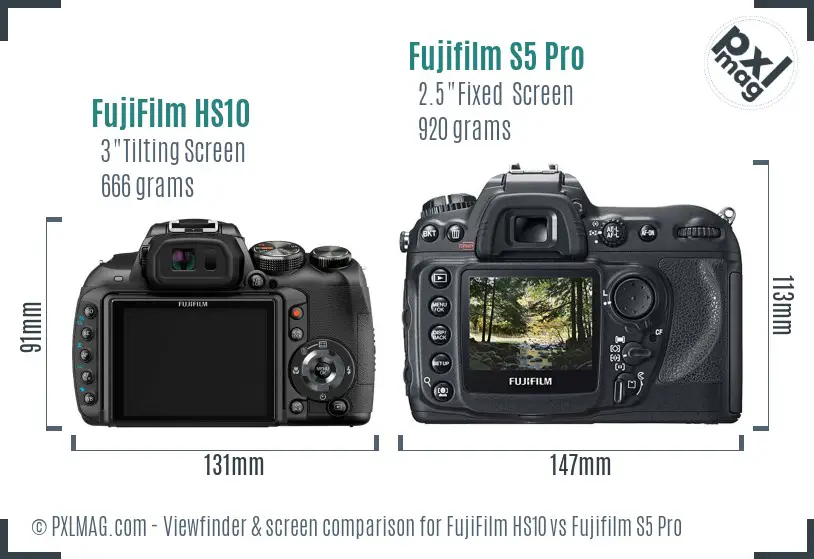 FujiFilm HS10 vs Fujifilm S5 Pro Screen and Viewfinder comparison FujiFilm HS10 vs Fujifilm S5 Pro Screen and Viewfinder comparison