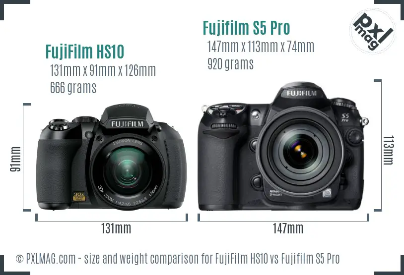 FujiFilm HS10 vs Fujifilm S5 Pro size comparison FujiFilm HS10 vs Fujifilm S5 Pro size comparison