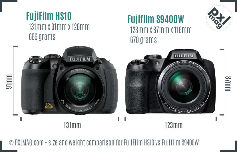 FujiFilm HS10 vs Fujifilm S9400W size comparison