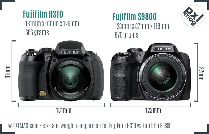 FujiFilm HS10 vs Fujifilm S9800 size comparison FujiFilm HS10 vs Fujifilm S9800 size comparison