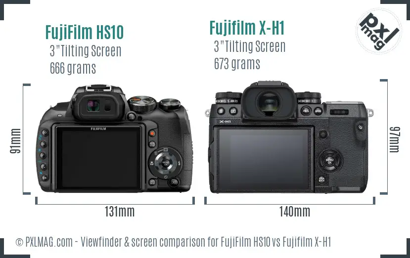 FujiFilm HS10 vs Fujifilm X-H1 Screen and Viewfinder comparison
