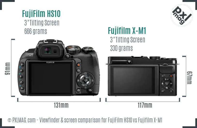FujiFilm HS10 vs Fujifilm X-M1 Screen and Viewfinder comparison