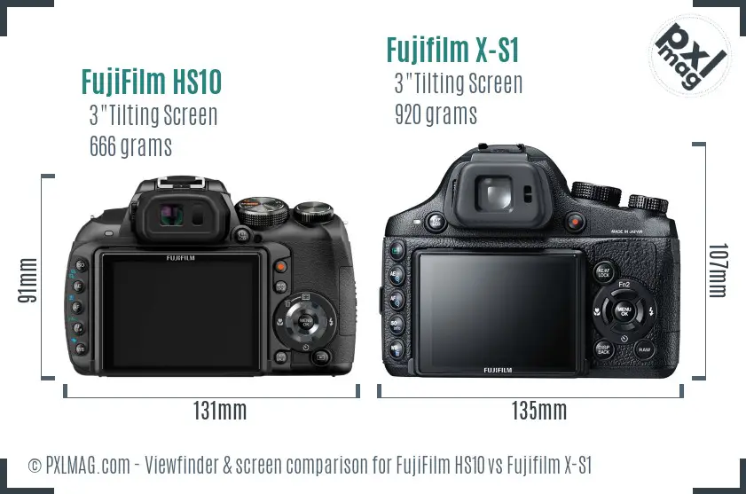 FujiFilm HS10 vs Fujifilm X-S1 Screen and Viewfinder comparison