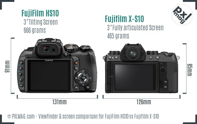 FujiFilm HS10 vs Fujifilm X-S10 Screen and Viewfinder comparison FujiFilm HS10 vs Fujifilm X-S10 Screen and Viewfinder comparison