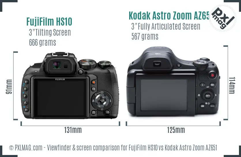 FujiFilm HS10 vs Kodak Astro Zoom AZ651 Screen and Viewfinder comparison FujiFilm HS10 vs Kodak Astro Zoom AZ651 Screen and Viewfinder comparison