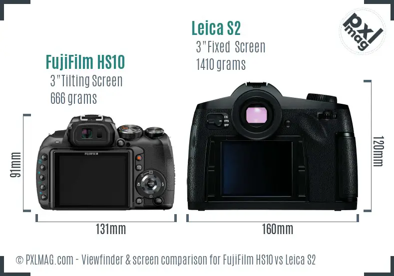 FujiFilm HS10 vs Leica S2 Screen and Viewfinder comparison
