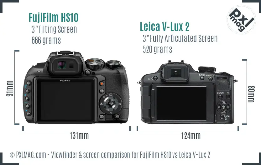 FujiFilm HS10 vs Leica V-Lux 2 Screen and Viewfinder comparison