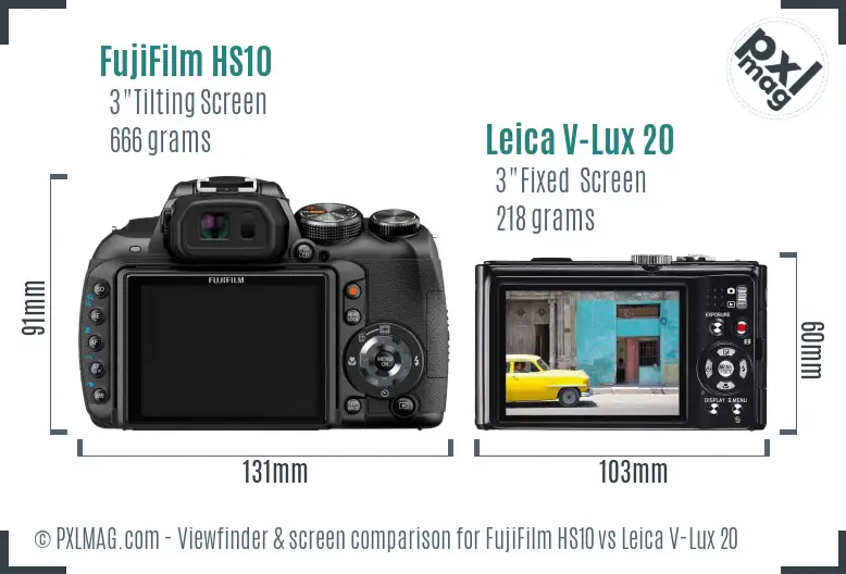 FujiFilm HS10 vs Leica V-Lux 20 Screen and Viewfinder comparison