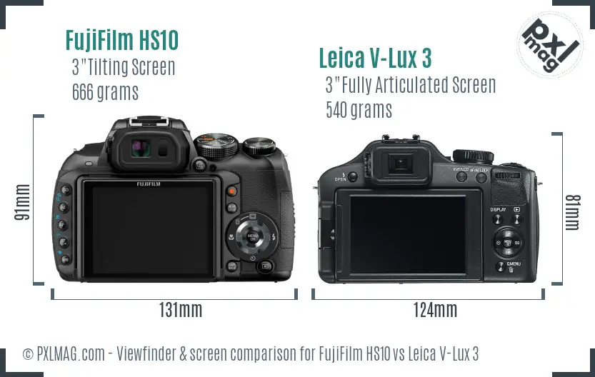 FujiFilm HS10 vs Leica V-Lux 3 Screen and Viewfinder comparison
