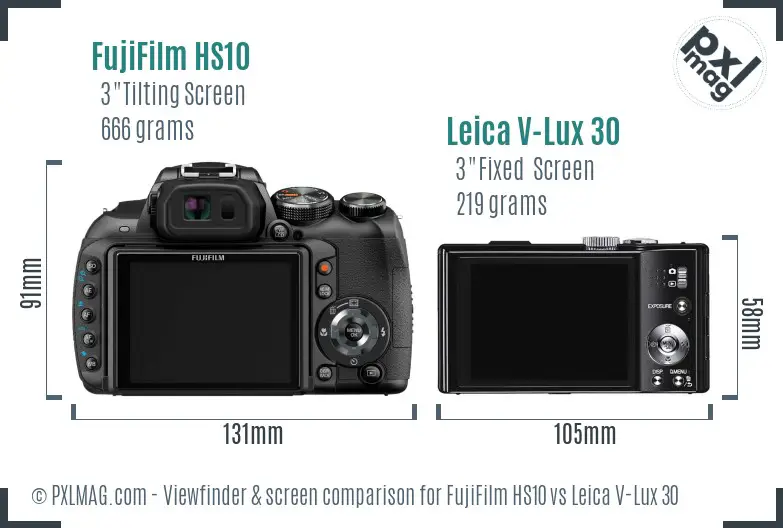 FujiFilm HS10 vs Leica V-Lux 30 Screen and Viewfinder comparison