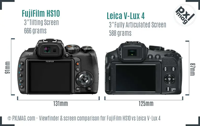 FujiFilm HS10 vs Leica V-Lux 4 Screen and Viewfinder comparison