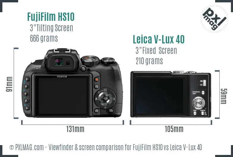 FujiFilm HS10 vs Leica V-Lux 40 Screen and Viewfinder comparison