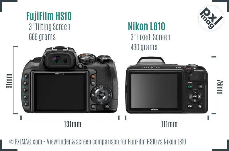 FujiFilm HS10 vs Nikon L810 Screen and Viewfinder comparison FujiFilm HS10 vs Nikon L810 Screen and Viewfinder comparison