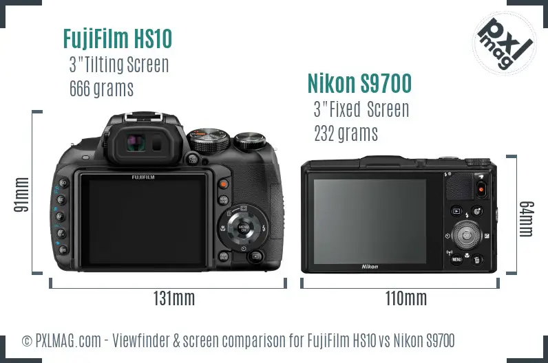 FujiFilm HS10 vs Nikon S9700 Screen and Viewfinder comparison
