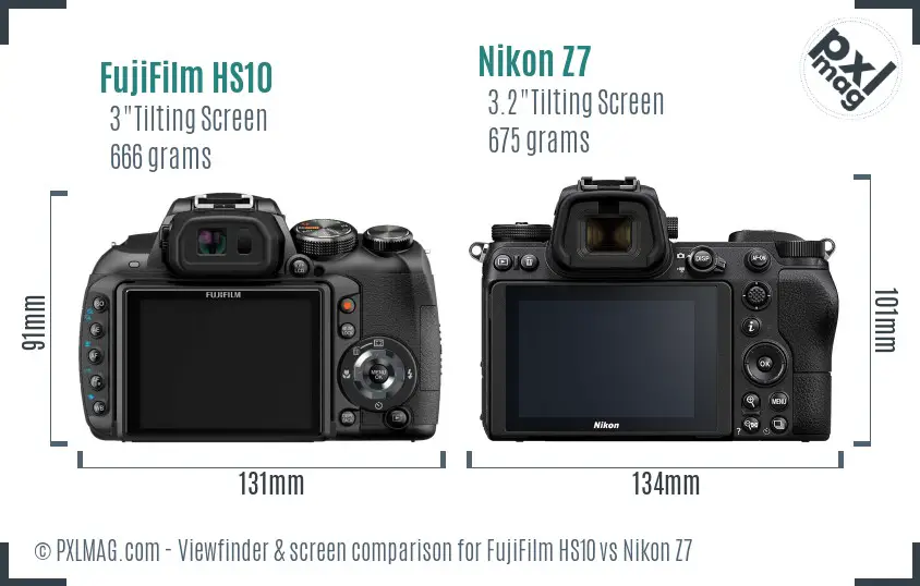 FujiFilm HS10 vs Nikon Z7 Screen and Viewfinder comparison