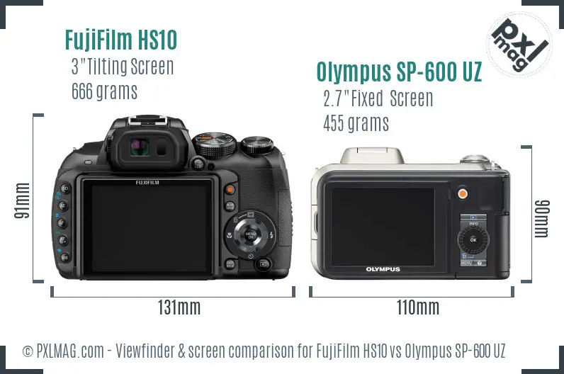 FujiFilm HS10 vs Olympus SP-600 UZ Screen and Viewfinder comparison FujiFilm HS10 vs Olympus SP-600 UZ Screen and Viewfinder comparison