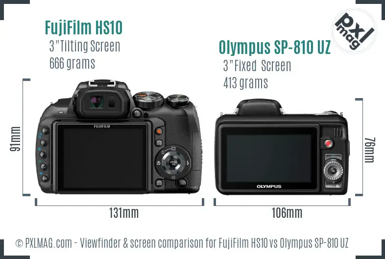 FujiFilm HS10 vs Olympus SP-810 UZ Screen and Viewfinder comparison FujiFilm HS10 vs Olympus SP-810 UZ Screen and Viewfinder comparison