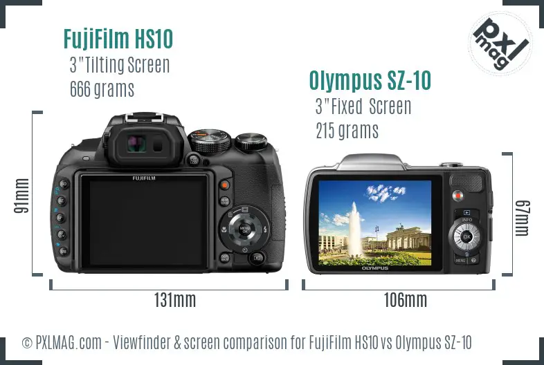 FujiFilm HS10 vs Olympus SZ-10 Screen and Viewfinder comparison FujiFilm HS10 vs Olympus SZ-10 Screen and Viewfinder comparison