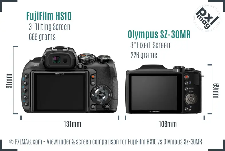 FujiFilm HS10 vs Olympus SZ-30MR Screen and Viewfinder comparison FujiFilm HS10 vs Olympus SZ-30MR Screen and Viewfinder comparison