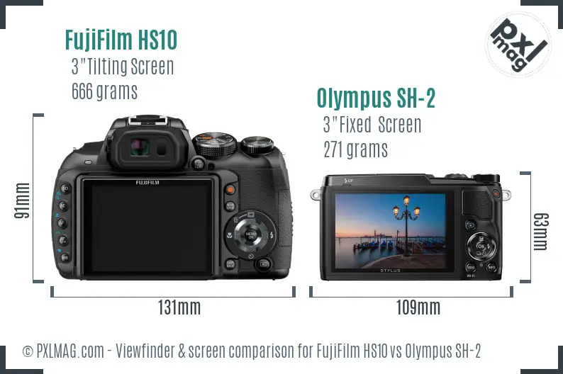 FujiFilm HS10 vs Olympus SH-2 Screen and Viewfinder comparison