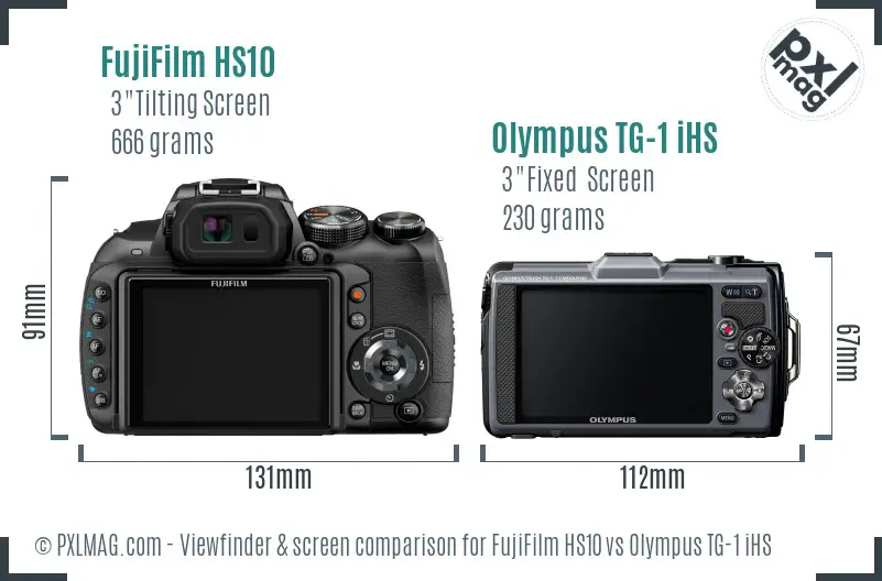 FujiFilm HS10 vs Olympus TG-1 iHS Screen and Viewfinder comparison