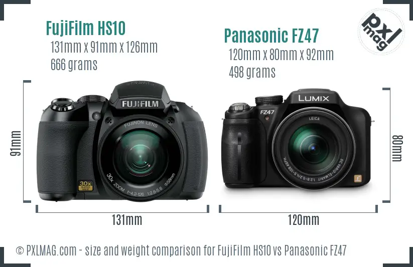 FujiFilm HS10 vs Panasonic FZ47 size comparison