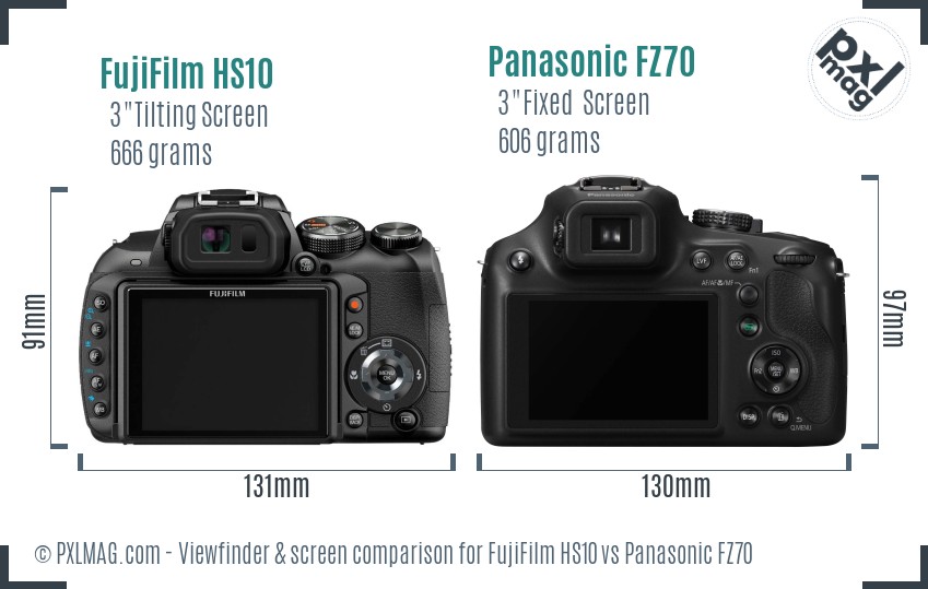 FujiFilm HS10 vs Panasonic FZ70 Screen and Viewfinder comparison