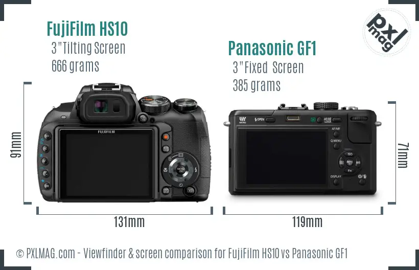 FujiFilm HS10 vs Panasonic GF1 Screen and Viewfinder comparison