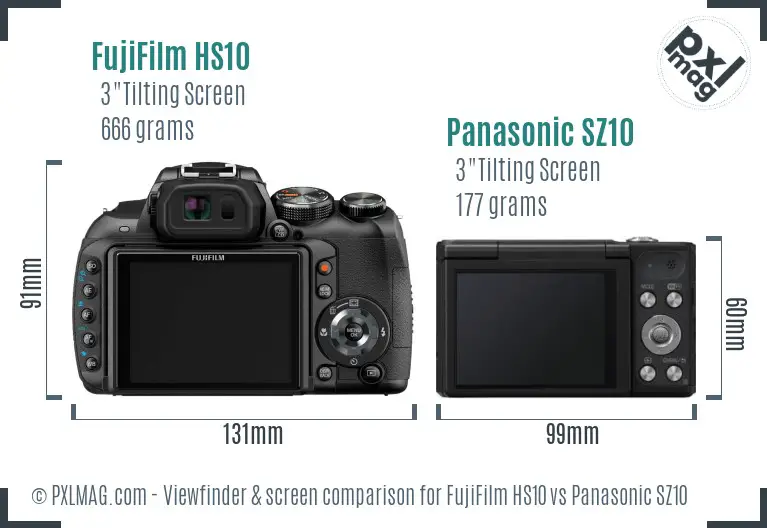 FujiFilm HS10 vs Panasonic SZ10 Screen and Viewfinder comparison FujiFilm HS10 vs Panasonic SZ10 Screen and Viewfinder comparison