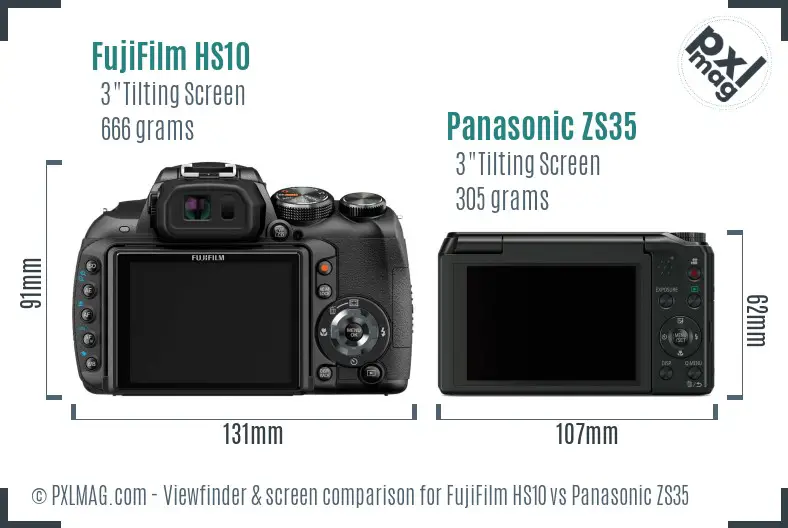 FujiFilm HS10 vs Panasonic ZS35 Screen and Viewfinder comparison FujiFilm HS10 vs Panasonic ZS35 Screen and Viewfinder comparison